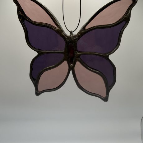 light and dark purple stained glass butterfly sun catcher
