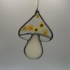 yellow floral mushroom stained glass sun catcher
