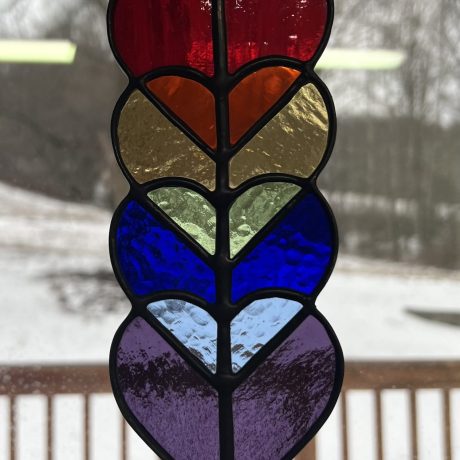 rainbow heart stained glass sun catcher