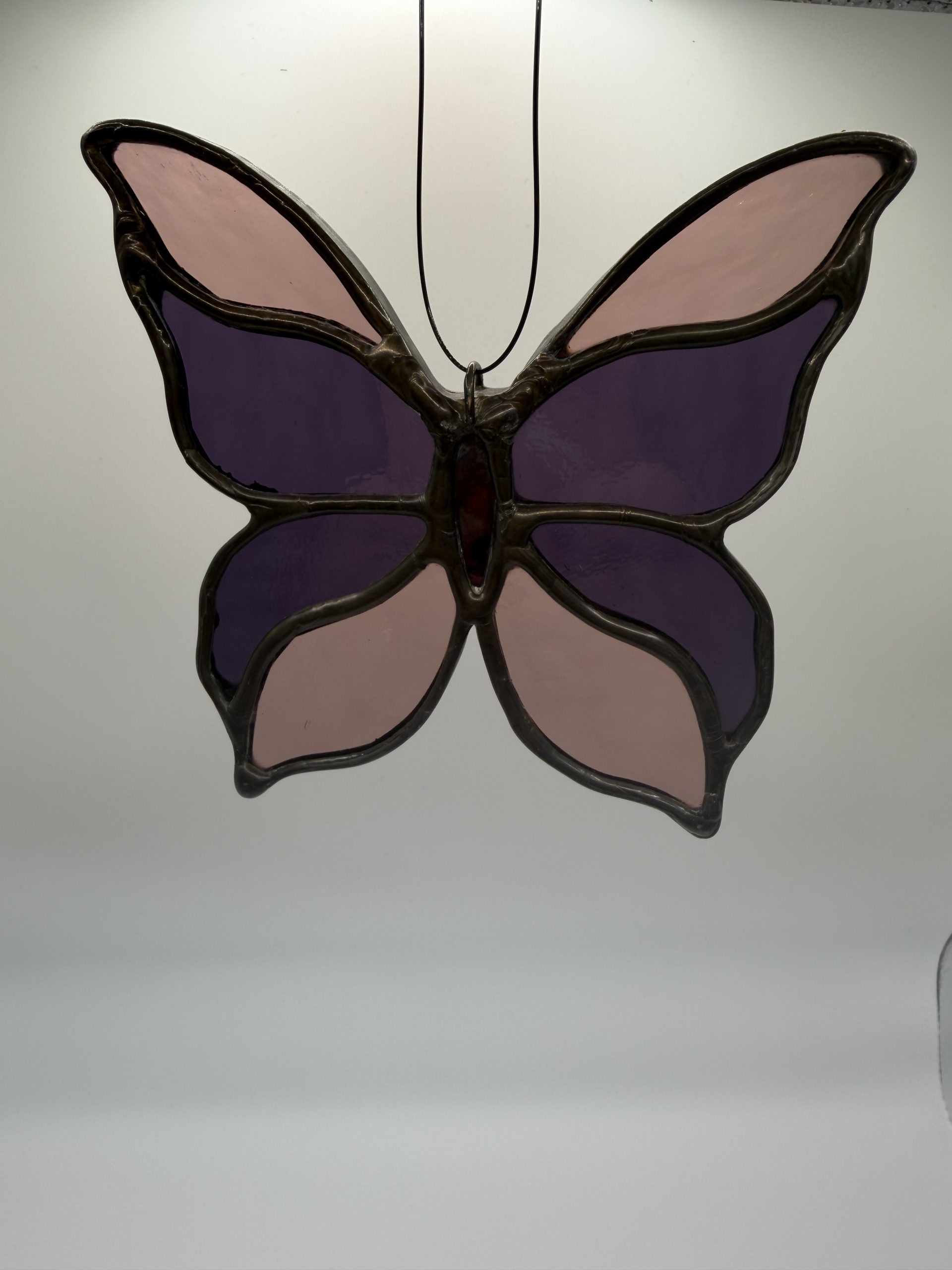 light and dark purple stained glass butterfly sun catcher