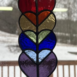 rainbow heart stained glass sun catcher